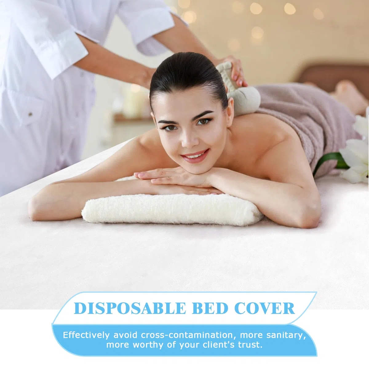 50 sábanas bajeras desechables de 84 x 35 pulgadas para mesa de masaje con elástico, transpirable, desechable, cubierta de mesa de masaje, fundas de cama de spa de tela no tejida, un solo uso para