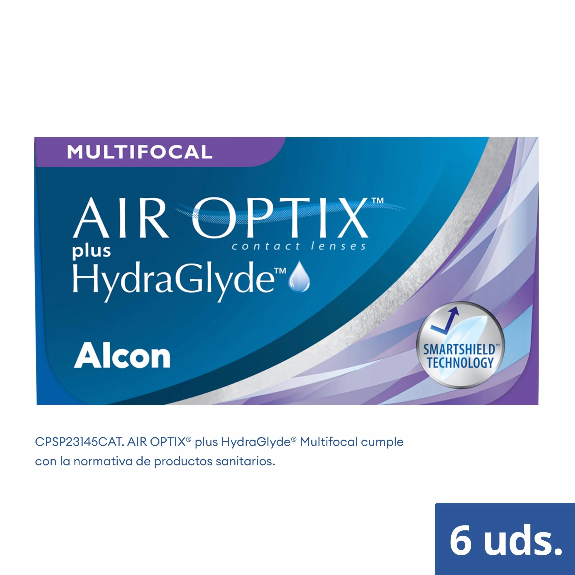 Air Optix plus HydraGlyde Multifocal lentes de contacto mensuales | 6 lentes | R 8.6 mm | D 14.2 mm | adición medio | -05.25 dioptrías