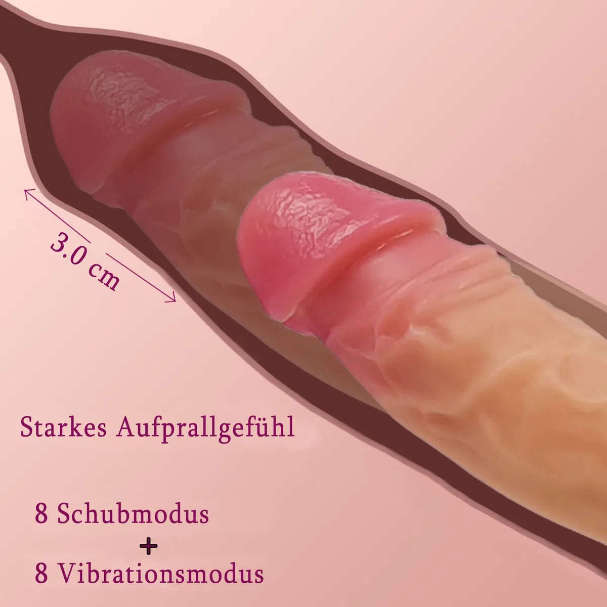 La máquina sexual Vibrador Dillo realista con función de empuje, el Vibrador anal 10 modo de vibración modo telescópico, juguete de control remoto dillos de silicona, con ventosas