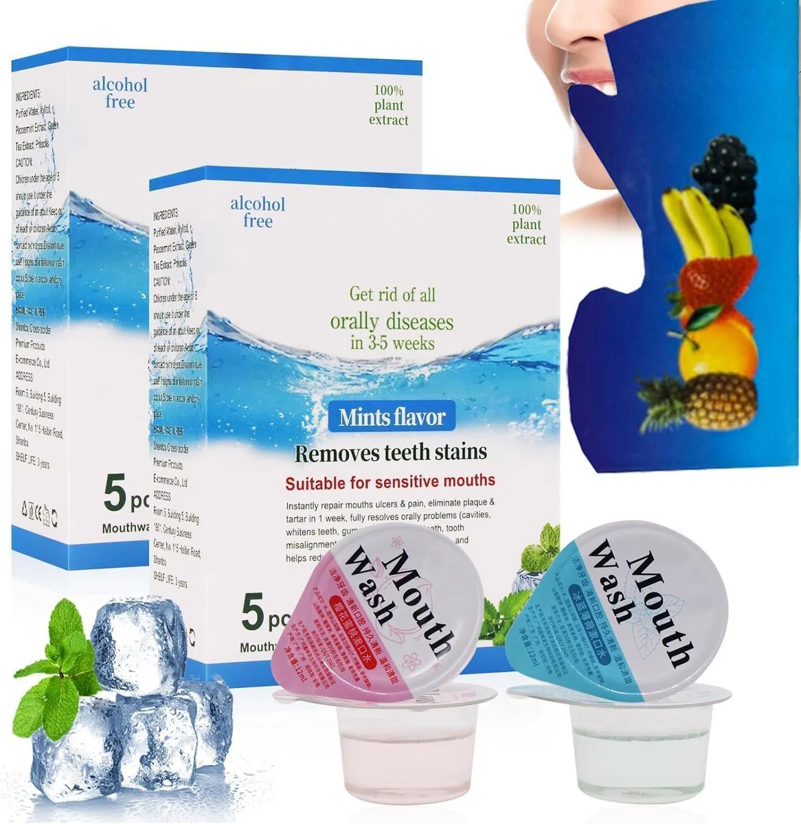 Taza de gelatina jelly para enjuague bucal dental limpia los dientes 2 paquetes
