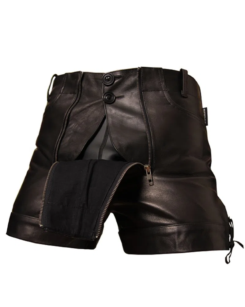Bockle® 1991 Pants Pantalones de Cuero Cortos Negro, Size: W34/L30