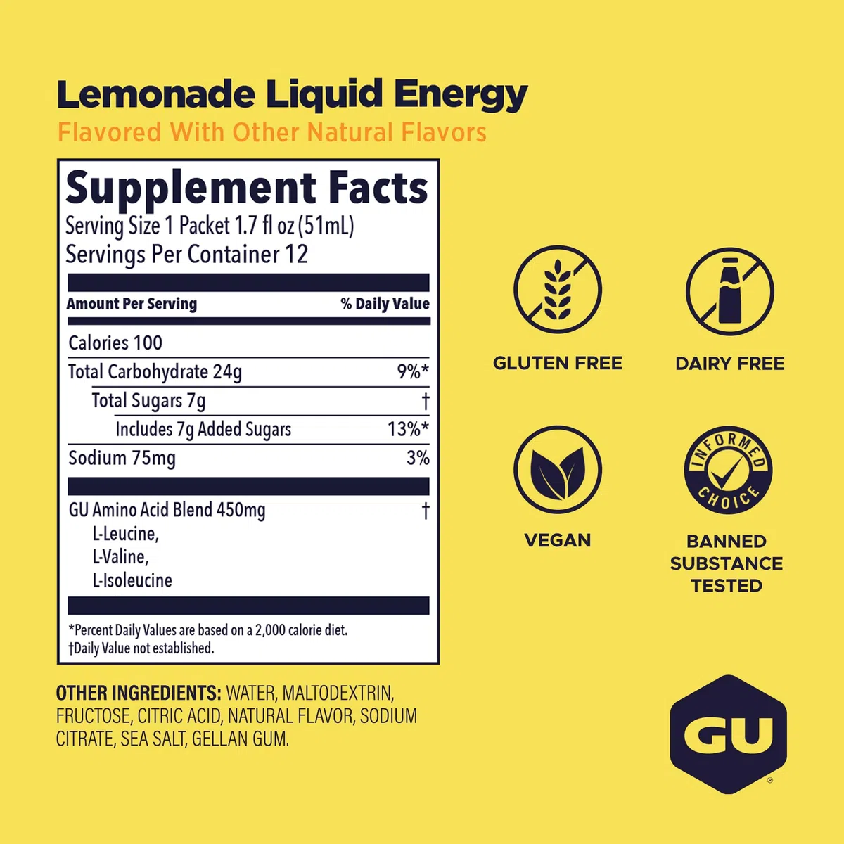 Gu Liquid Energy Gel Lemonade 12 U.