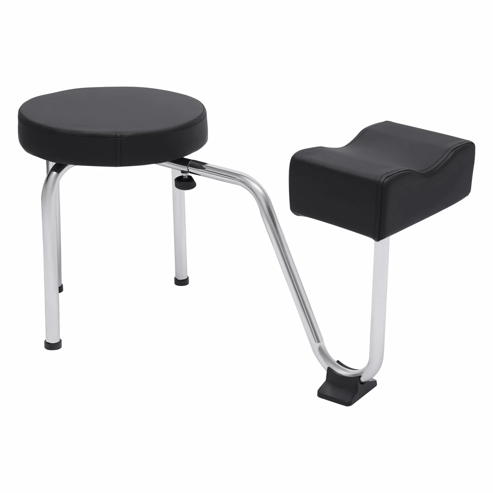 Reposapiés para pedicura, taburete ajustable, con reposapiés y almohadilla de PVC, taburete profesional para el cuidado de los pies para terapeutas y técnicas de uñas en negro