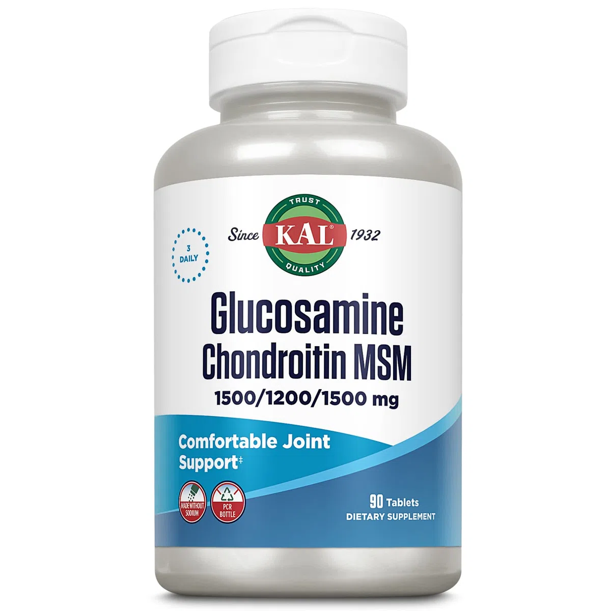 Kal Complemento Alimenticio con Glucosamine Chondroitin MSM - 90 Tabletas