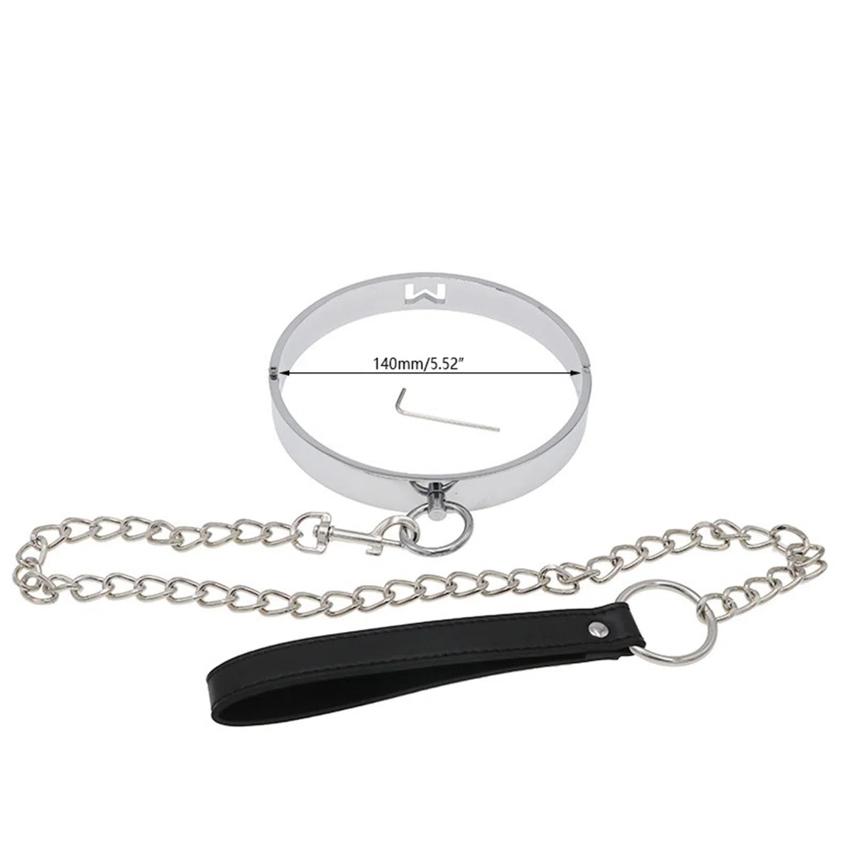 SM Collar De Esclavo De Metal con Cadena De Lazo para Cinturón Juego De Roles Collar De Anillo O Bdsm Juego Porno Cuello Collar Restricción Juguete Sexual Mujeres Hombres(Black Schwarz,140mm)