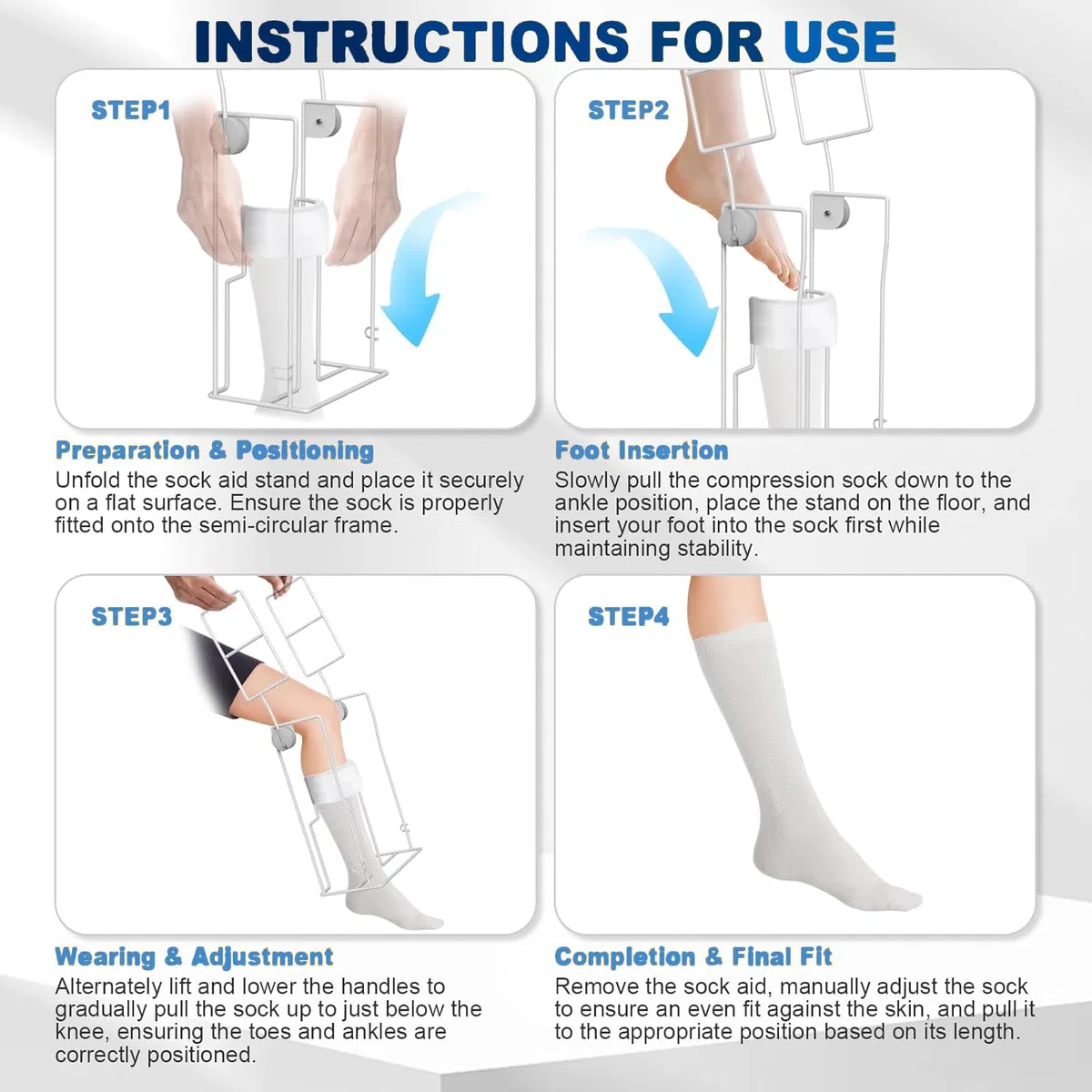 Dispositivo Innovador para Poner Calcetines Sin Agacharse - Calzador de Calcetines y Aparato para Medias de Compresión, Ideal Personas Mayores con Movilidad Reducida