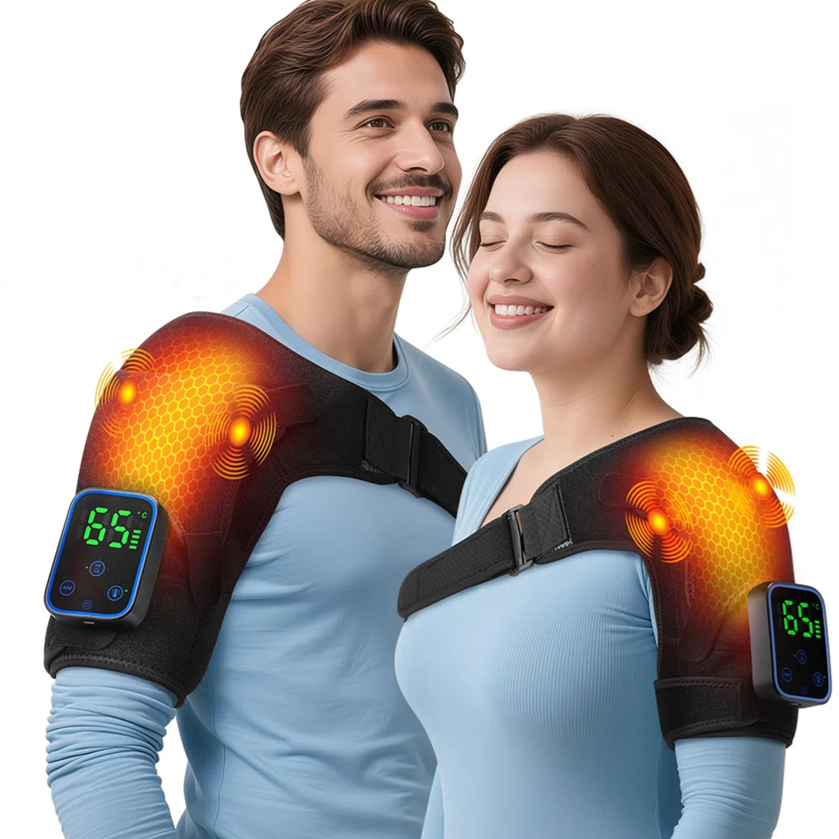 Cojín térmico inalámbrico para cuello y hombros con vibración, 3 ajustes de calefacción, control táctil y masajeador de hombros recargable para dolores de cuello, dolores de hombro, esguinces