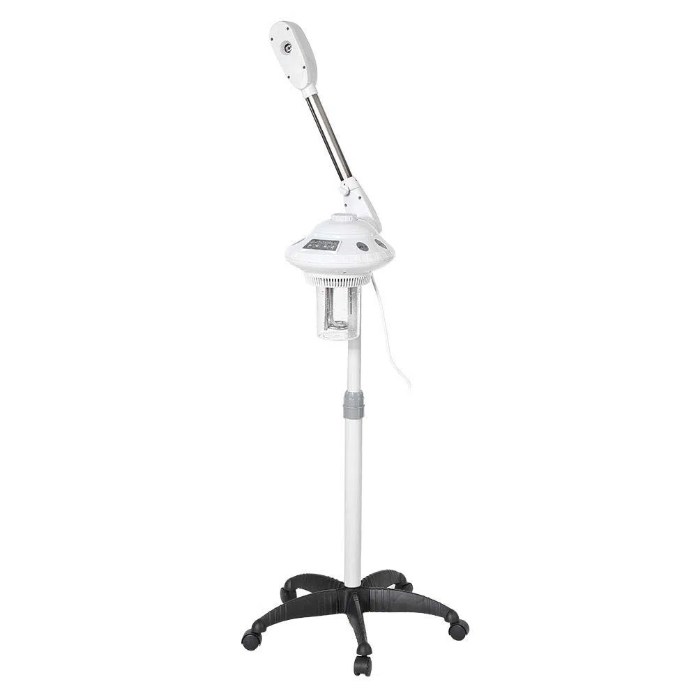 Vaporizador Facial Profesional, Vaporizador Facial Ozono Aromaterapia con Brazo Mecedora Ajustable, Rociador Vaporcon Rueda para Salón Sauna Estética Peluquería Spa 750W