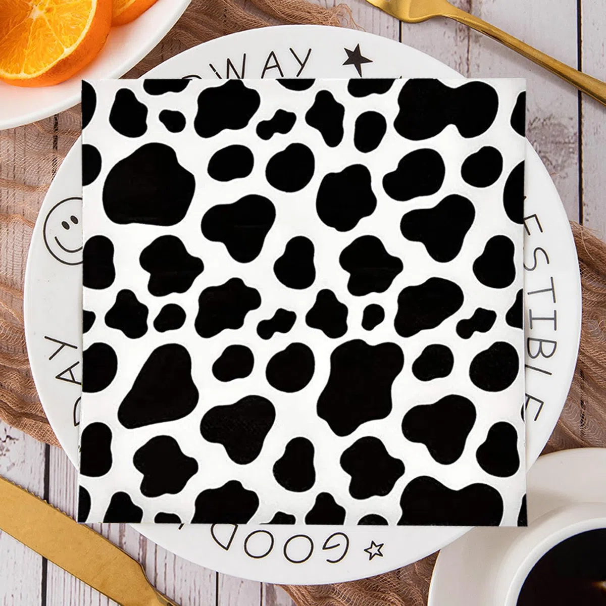 40 pañuelos de vaca, pañuelos para animales, decoración de vacas, suministros de fiesta, accesorios personalizados para fiestas, accesorios de decoración de la selva (negro)