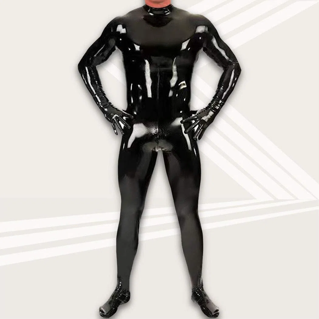 Hombres Black Mirror Body Sculpting Estereotipo Látex Todo Incluido Mono Apretado Night Club Bar DS Técnica Esculpiente, Negro, XXL, Negro , XXL