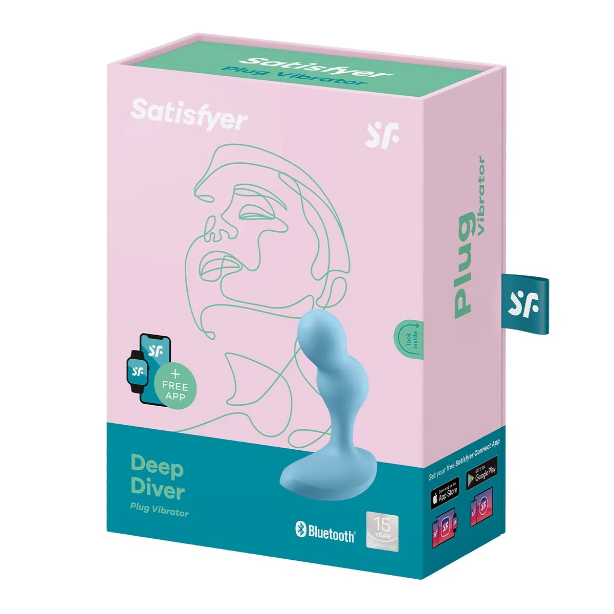 Satisfyer Deep Diver Connect App Tapón anal Bluetooth | Con control por app | Silicona | Impermeable (IPX7) | Masaje prostático para hombres y mujeres | Pequeño y discreto | Color: Azul