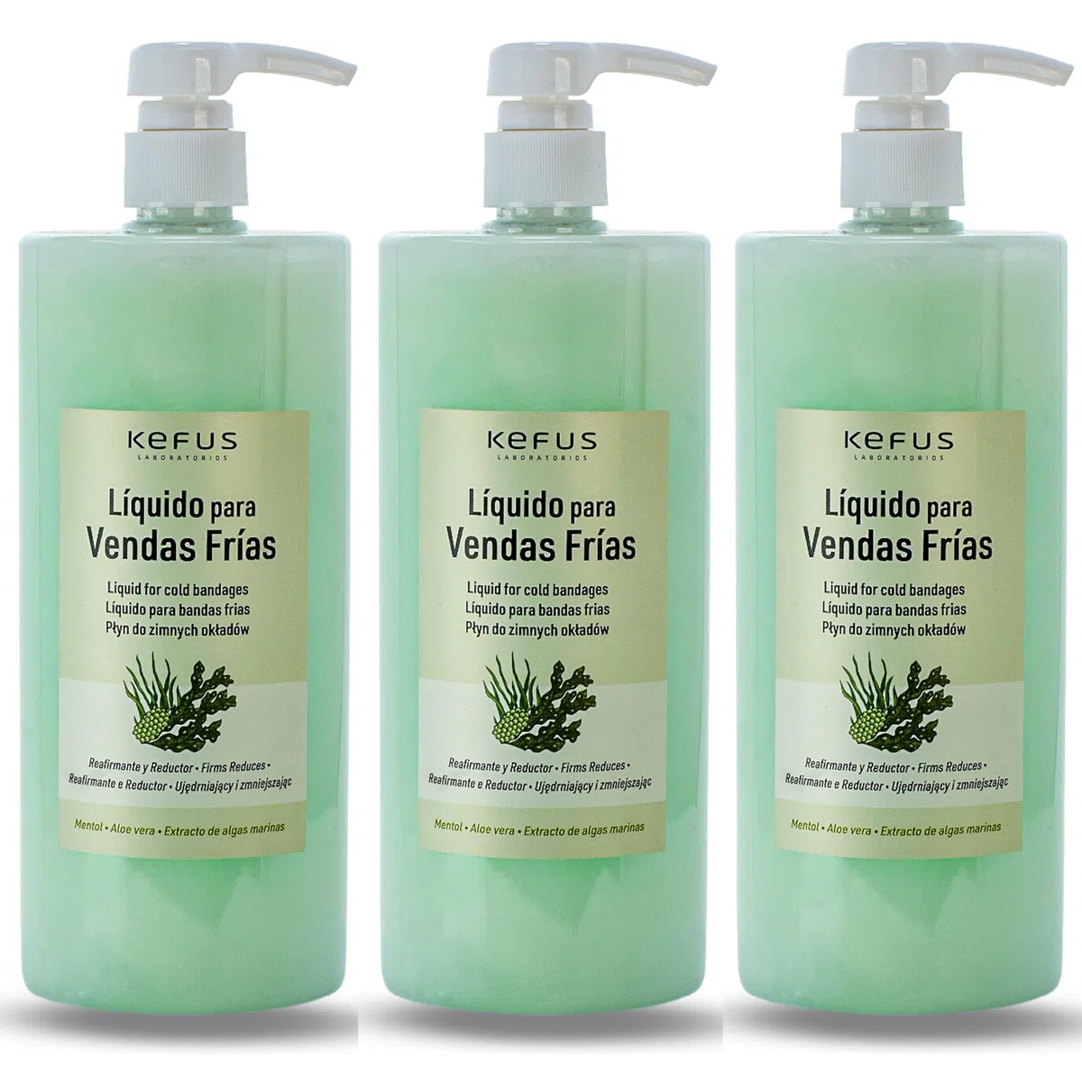 KEFUS Líquido Vendas Frías 3000 ml | Tratamiento Corporal Reafirmante y Anticelulítico | Efecto Frío Drenante | Uso Profesional Estética