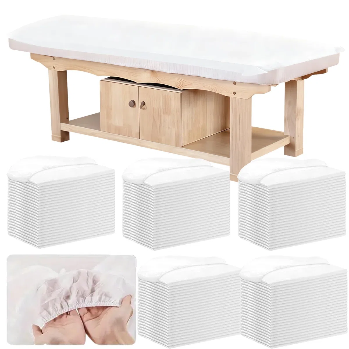 50 sábanas bajeras desechables de 84 x 35 pulgadas para mesa de masaje con elástico, transpirable, desechable, cubierta de mesa de masaje, fundas de cama de spa de tela no tejida, un solo uso para