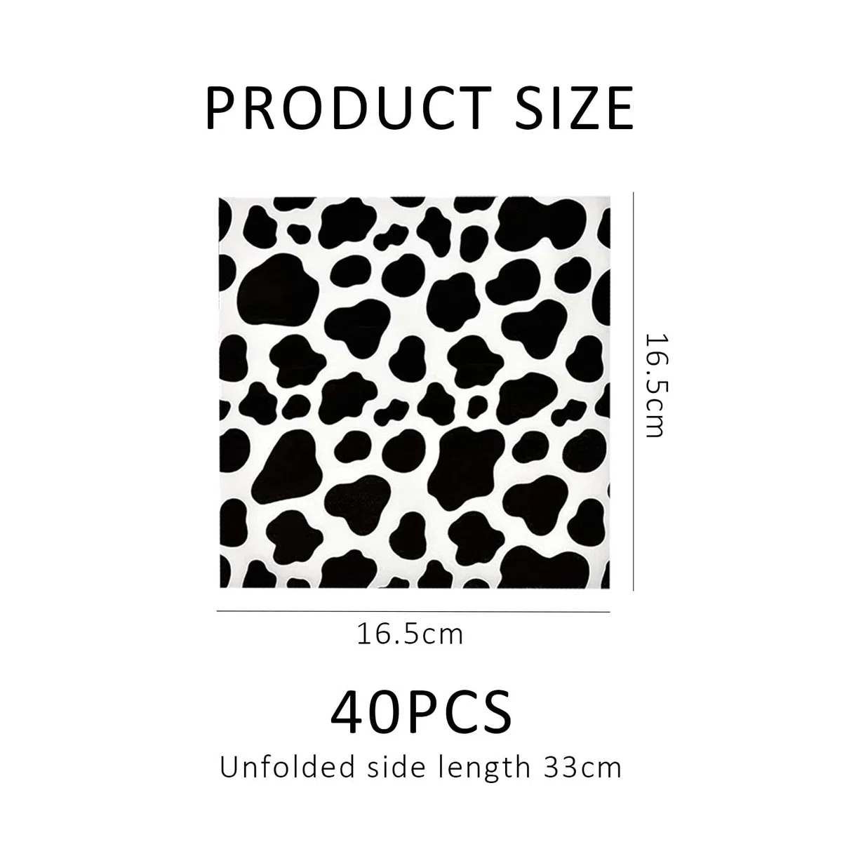 40 pañuelos de vaca, pañuelos para animales, decoración de vacas, suministros de fiesta, accesorios personalizados para fiestas, accesorios de decoración de la selva (negro)