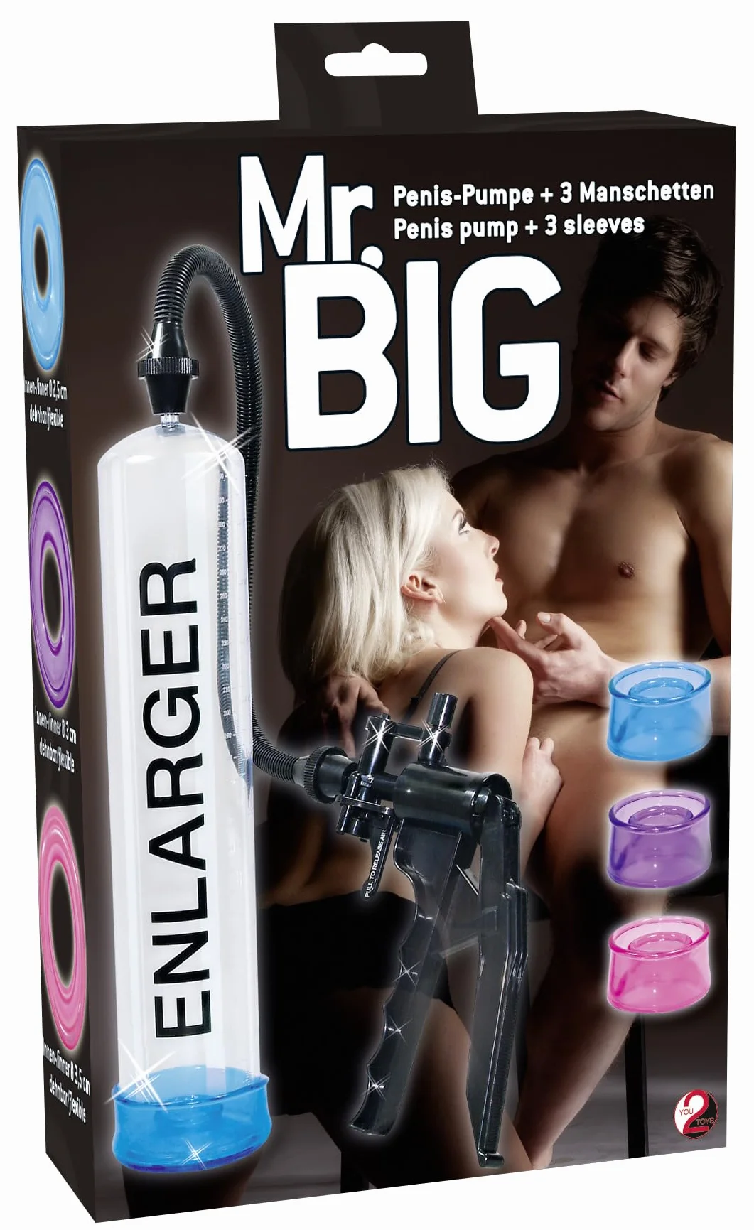 You2Toys Mr. Big Bomba de pene para hombres Rosa, Morado Y Azul/Transparente 6,5