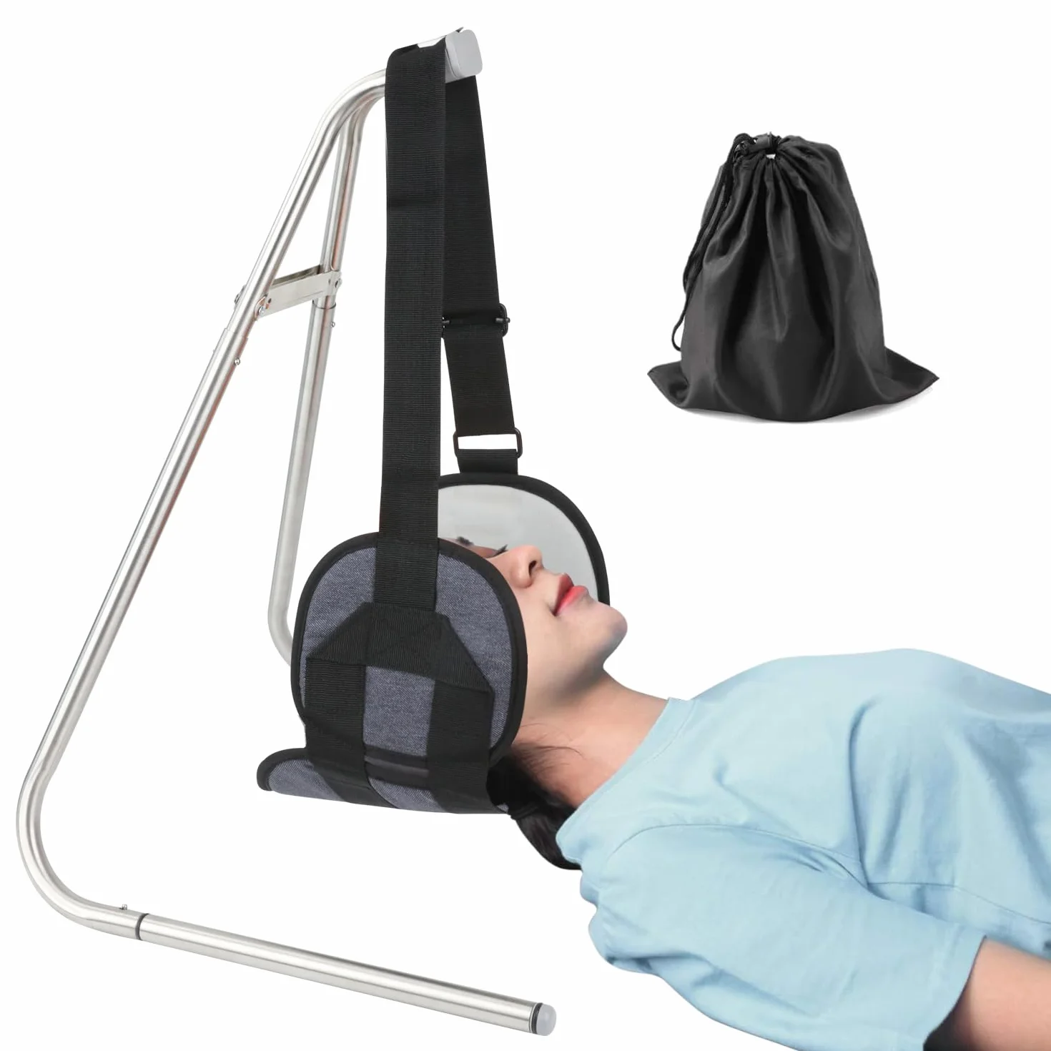 Toogel Hamaca de Cabeza con Soporte Extraíble para Relajar Cuello y Hombros, Tracción Cervical para Aliviar la Fatiga del Cuello, Corrección Postural con Bolsa de Viaje
