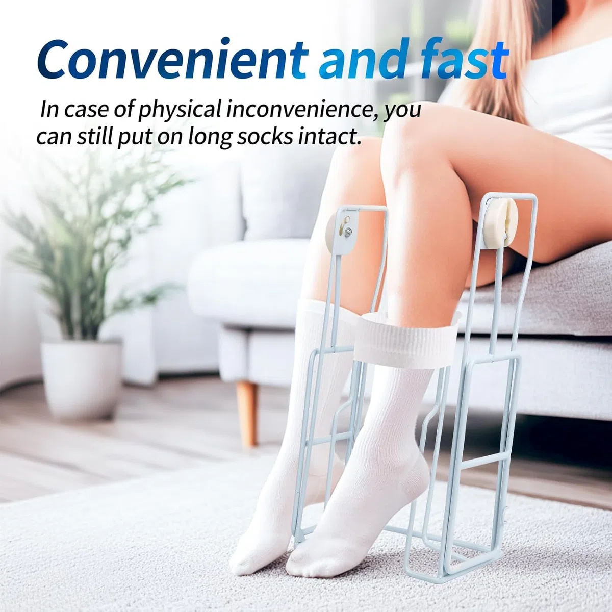 Dispositivo Innovador para Poner Calcetines Sin Agacharse - Calzador de Calcetines y Aparato para Medias de Compresión, Ideal Personas Mayores con Movilidad Reducida