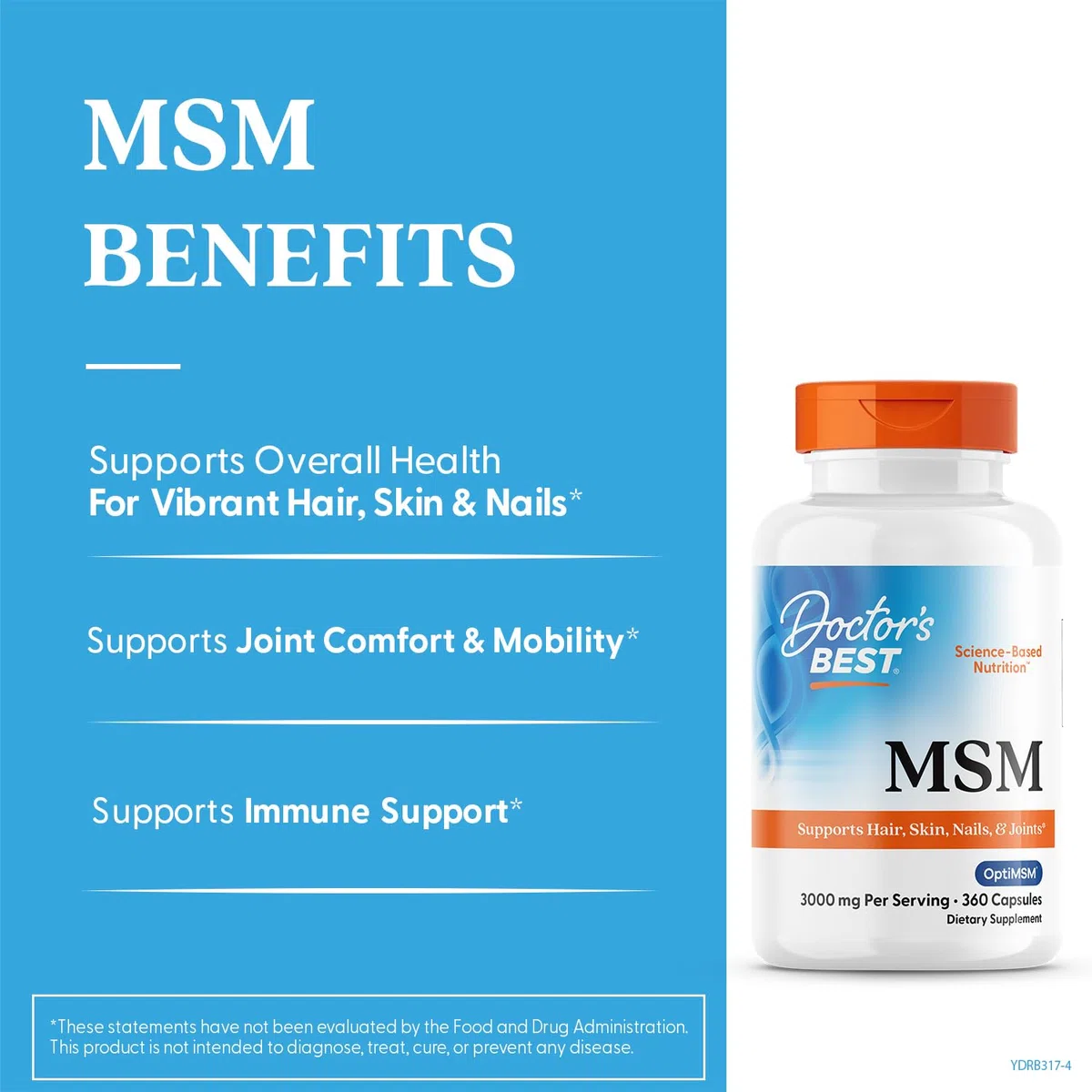 Doctor's Best Msm Con Optimsm, 1000Mg - 360 Caps 360 Unidades 460 g