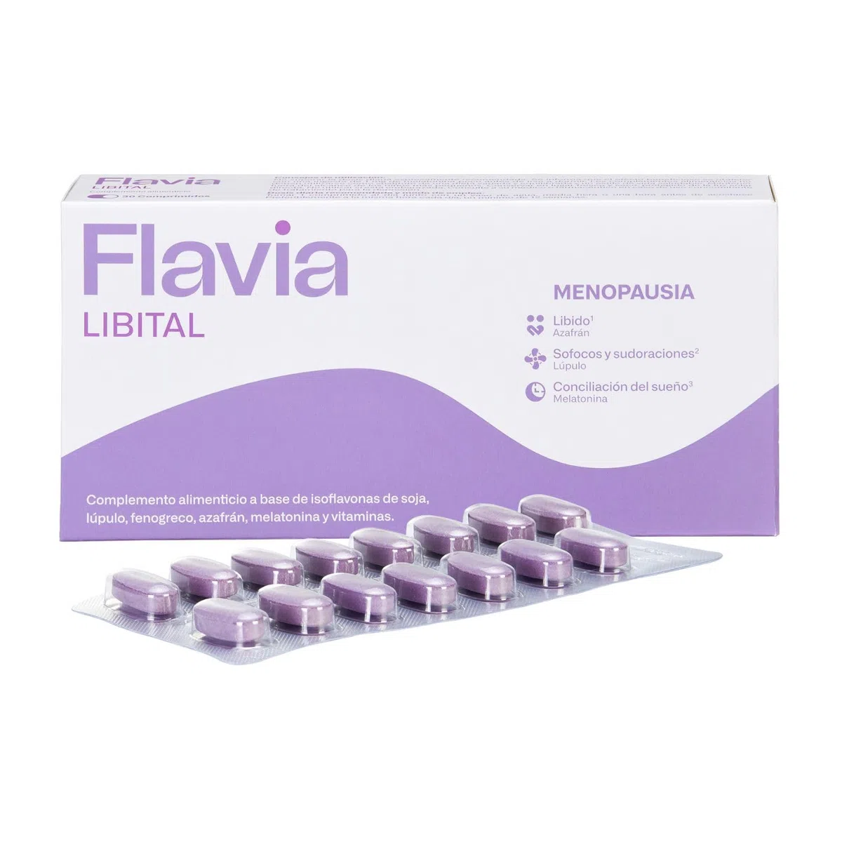 FLAVIA Libital Pack 2 x 30 Comprimidos - Alivia los Síntomas de la Menopausia - Con Isoflavonas de Soja y Vitaminas - Estimula la Líbido, Regula Sofocos y Sudoraciones - Complemento Alimenticio
