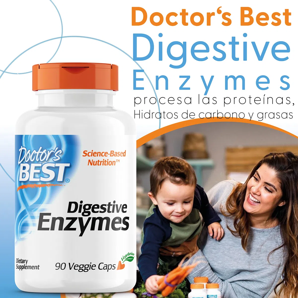 Doctor's Best, Digestive Enzymes (Enzimas Digestivas), 90 Cápsulas vegetarianas, Mezcla de Enzimas, Probadas en Laboratorio, Sin Gluten, Sin Soja, no GMO