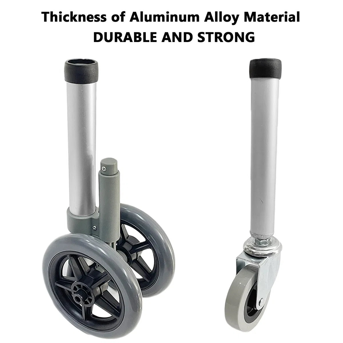 Frenos de desplazamiento trasero para Walker Brakes Fit 2.5 cm plegable Walker Tube Replacement – Rueda de seguridad trasera estabilidad ayuda de movilidad para ancianos discapacitados, 1 par (gris-A)