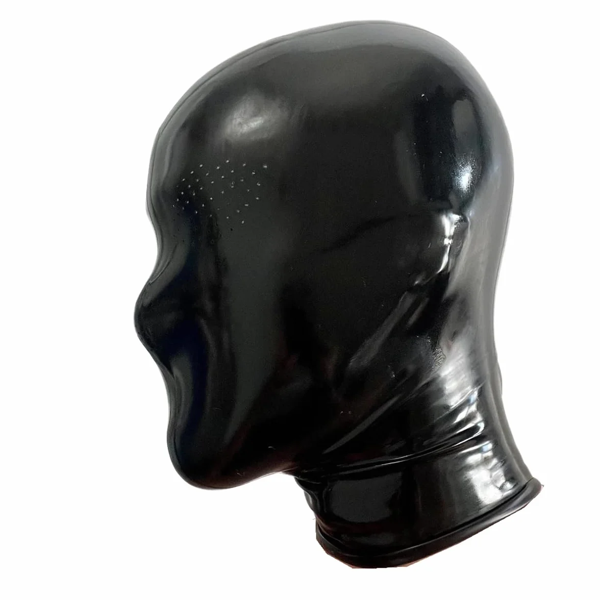 Máscara Capucha Microporosa de Látex Negra,Máscara Goma Transpirable Capucha Toda Cara, Disfraz látex Para Club Halloween