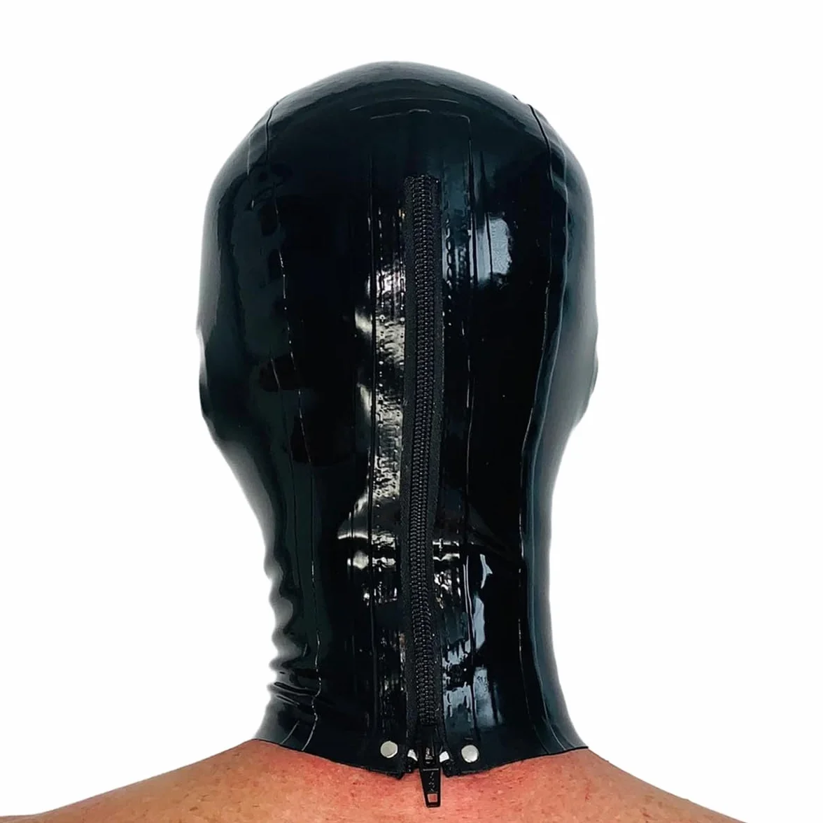 Máscara Capucha Microporosa de Látex Negra,Máscara Goma Transpirable Capucha Toda Cara, Disfraz látex Para Club Halloween