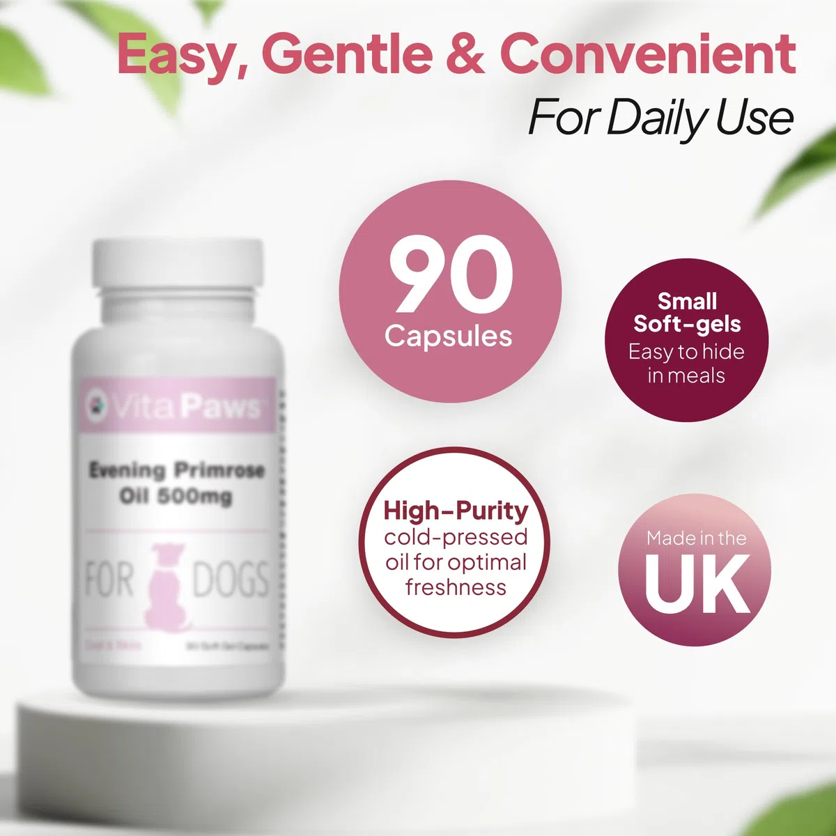 Aceite de Onagra 500mg para Perros - 90 Perlas - VitaPaws