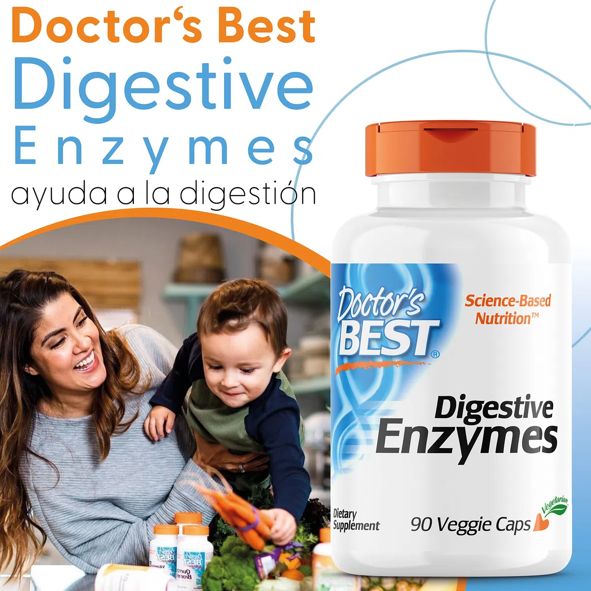 Doctor's Best, Digestive Enzymes (Enzimas Digestivas), 90 Cápsulas vegetarianas, Mezcla de Enzimas, Probadas en Laboratorio, Sin Gluten, Sin Soja, no GMO
