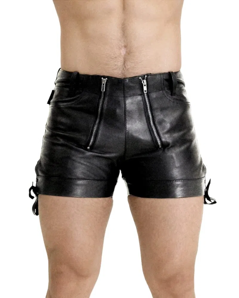 Bockle® 1991 Pants Pantalones de Cuero Cortos Negro, Size: W34/L30