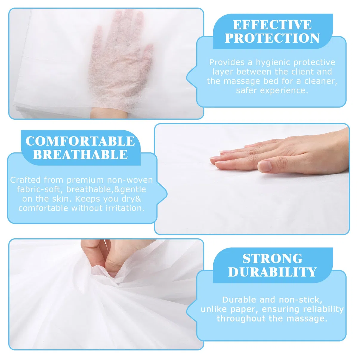 50 sábanas bajeras desechables de 84 x 35 pulgadas para mesa de masaje con elástico, transpirable, desechable, cubierta de mesa de masaje, fundas de cama de spa de tela no tejida, un solo uso para