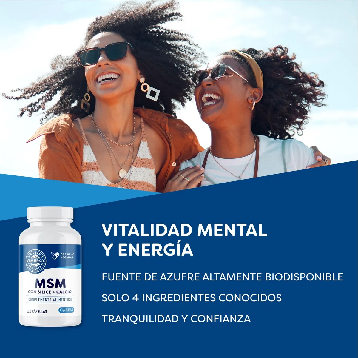 Vimergy MSM 780 mg – 120 Cápsulas – MSM Cápsulas con Calcio y Sílice - Cápsula Vegana sin Gelificantes – Sin OMG, Gluten ni Gelatina - Kosher