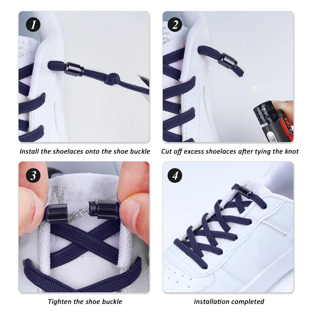 2 Pares De Cordones Elásticos Para Atar Libremente, Fijadores De Hebillas Para Cordones, Accesorios Para Calzado Deportivo, Diseño Ajustable, Adecuados Para Adultos Y Niños.
