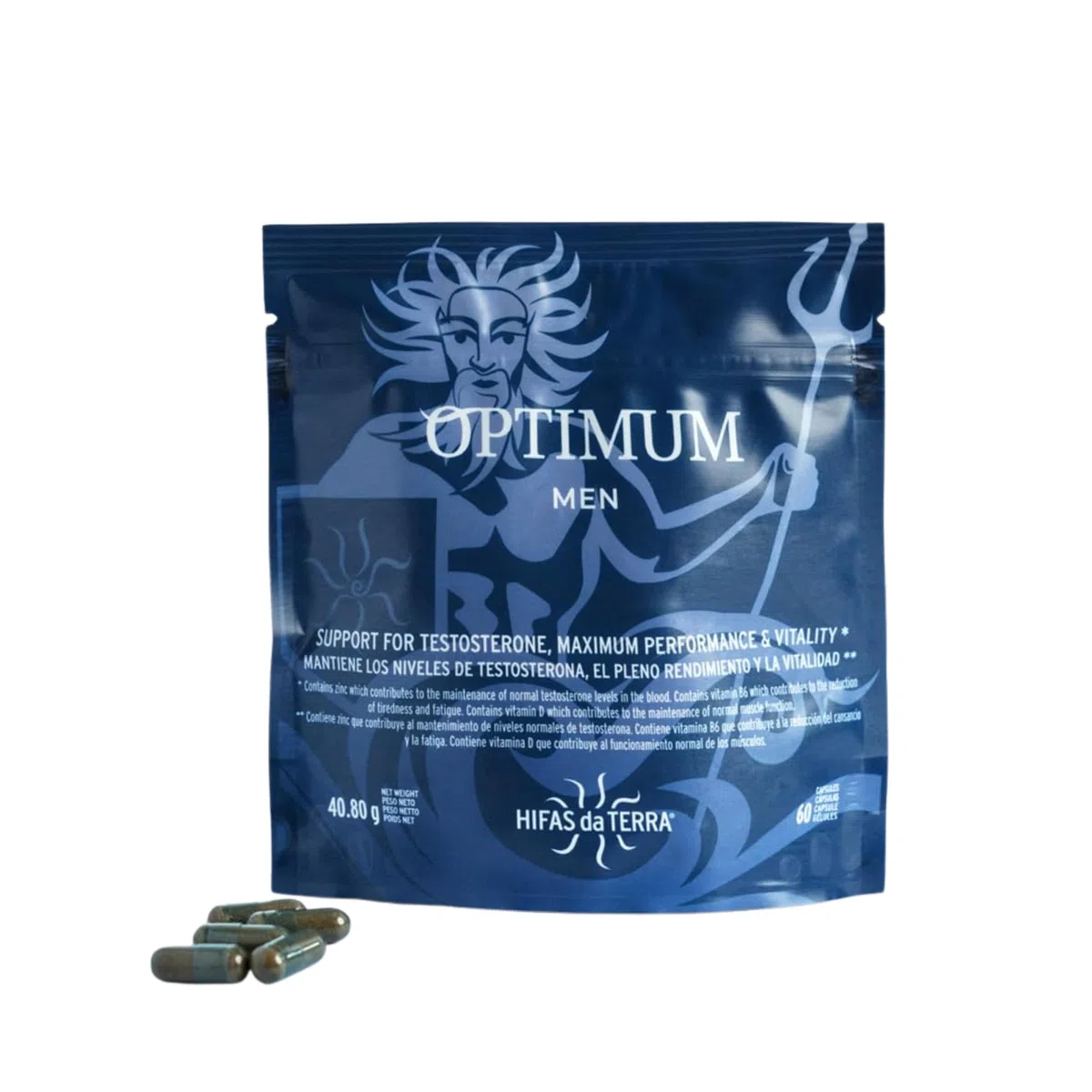 HIFAS DA TERRA - Suplemento de Hongos Optimum Men con Extracto de Hongos Cordyceps y Reishi - Refill 60 Cápsulas
