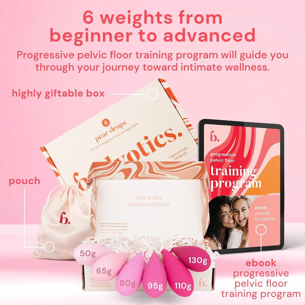 Bodyotics Pelvic Floor Trainer for Women - Juego completo de entrenamiento de Kegel - Juego de 6 piezas para principiantes