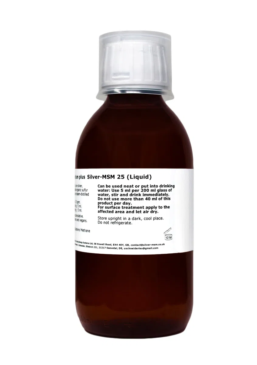 Plata-MSM 25 (líquido) - 200 ml - en ámbar vidrio con tapa de dosis de 15 ml