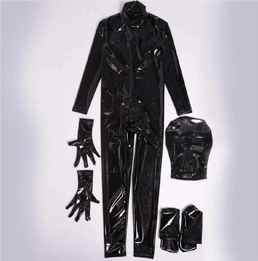 Hombres Black Mirror Body Sculpting Estereotipo Látex Todo Incluido Mono Apretado Night Club Bar DS Técnica Esculpiente, Negro, XXL, Negro , XXL