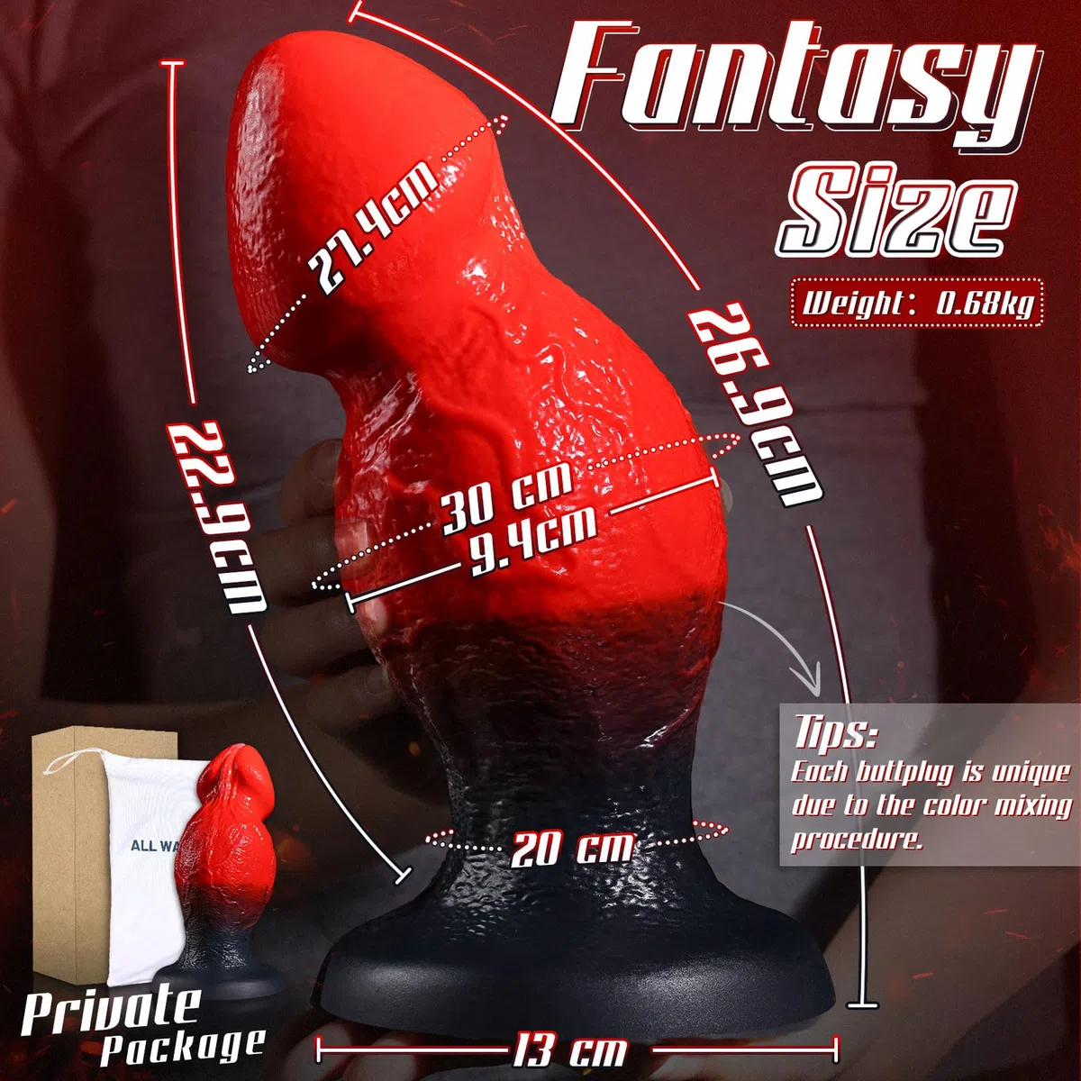 27cm Tapón Anal Gigante de fantasía Monstruo, 9.4cm Diámetro Consolador Extragrande con Dos Nódulos Para Dilatación Anal,Dildo Anal Silicona XXL Grueso con Ventosa, Juguete Sexual Para Hombres Mujeres