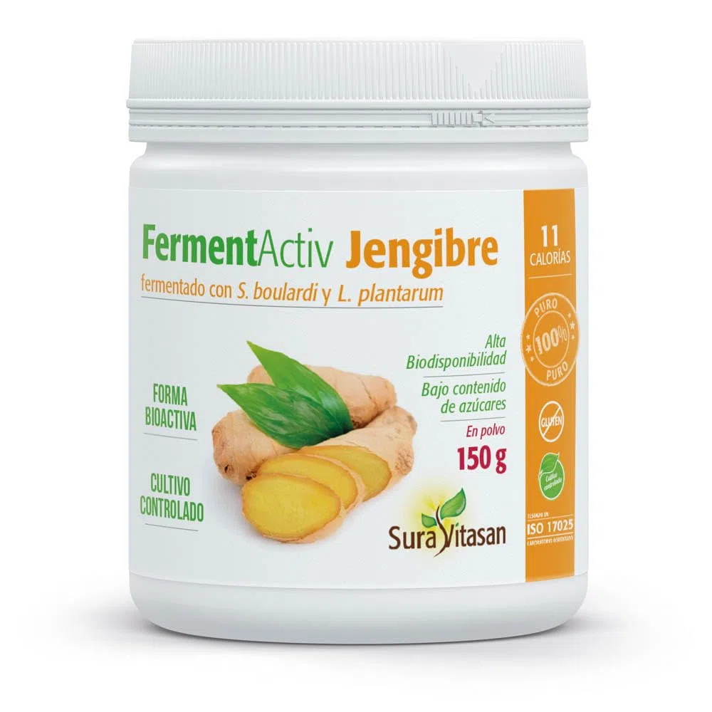 SURA VITASAN FermentActiv Jengibre en Polvo 100% Fermentado 150 g – Suplemento Herbal – Apoyo a la Digestión y el Sistema Inmunológico – Vegano y sin Gluten – 3 g por Ración