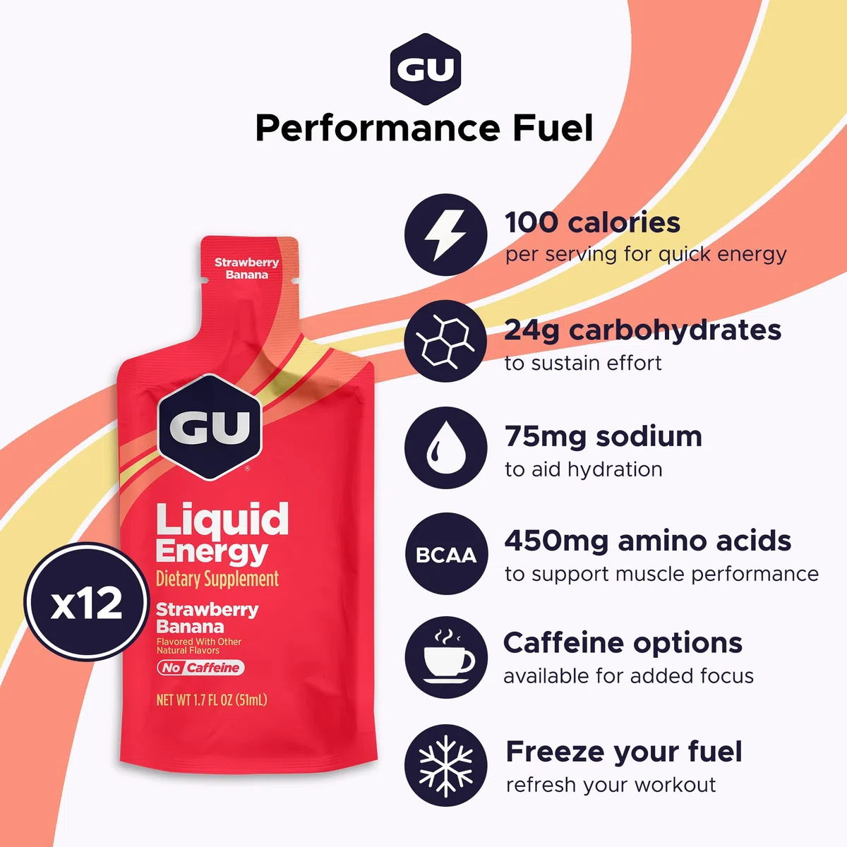 Gu Liquid Energy Gel Straw Banana 12 U.